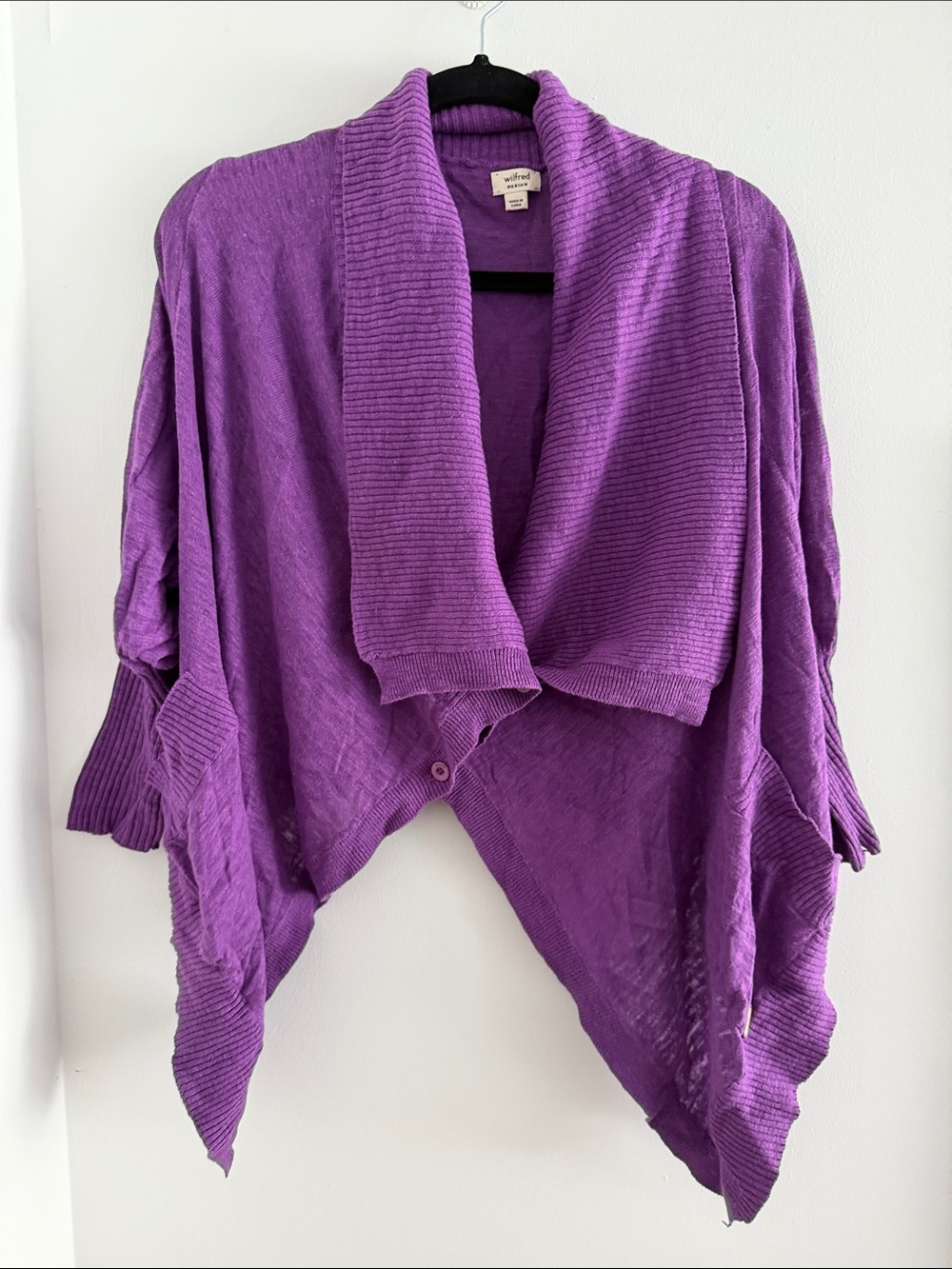 Wilfred Purple Draped Shawl-Collar Cardigan